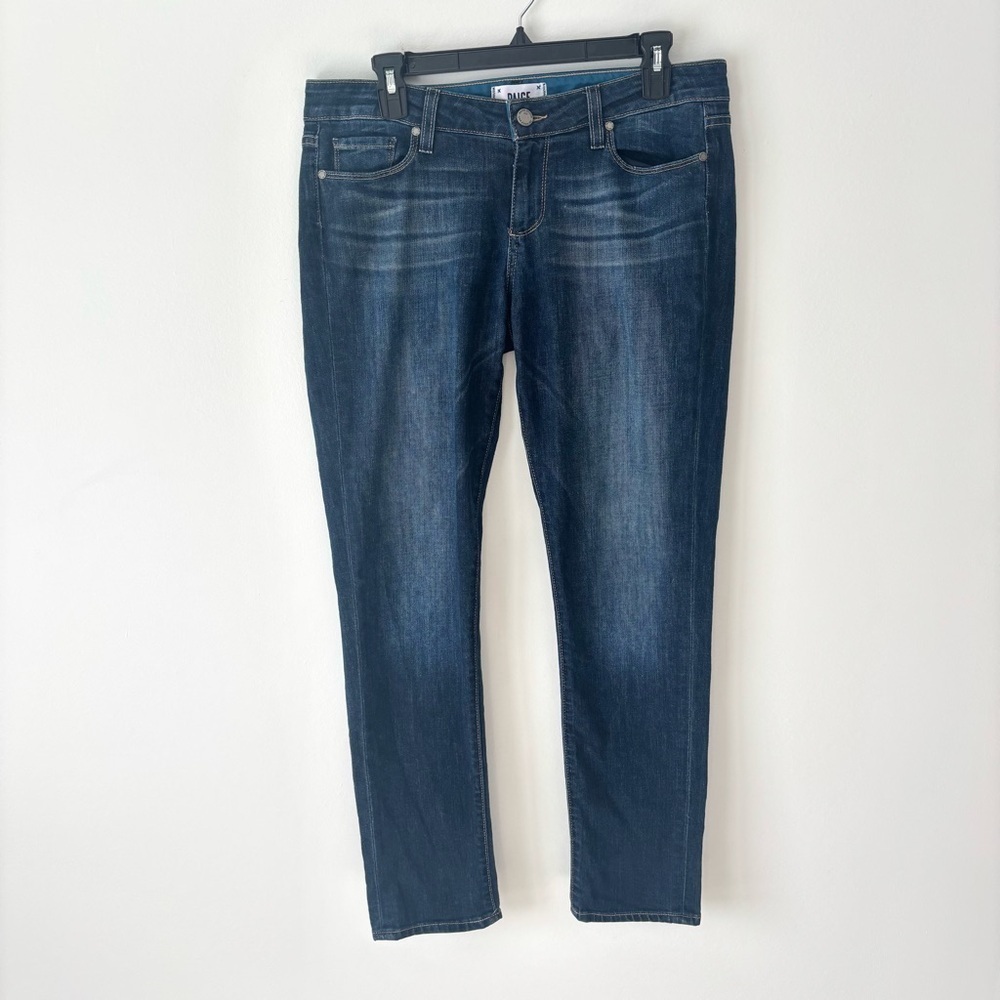 Paige Denim Jeans Skyline Ankle Peg Dark Wash Mid Rise Slim Fit